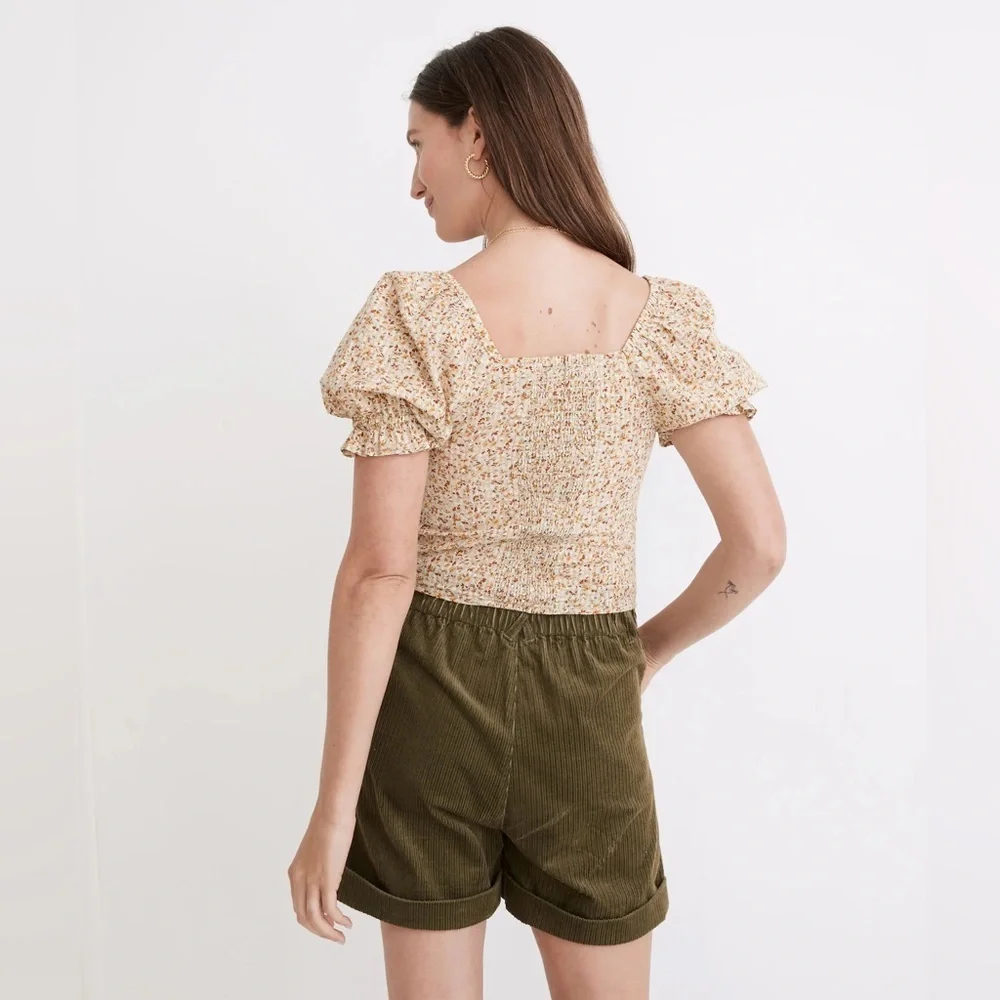 NWOT Madewell Hopewell Puff-Sleeve Crop Top in Cottage Garden